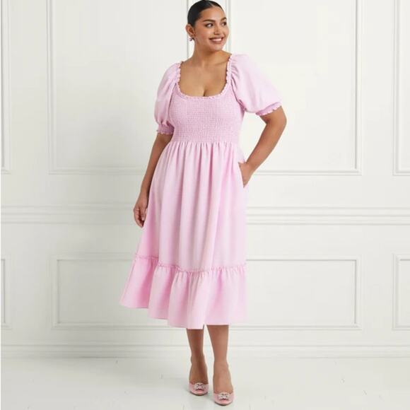 Hill House Home The Louisa Nap Dress Ballerina Pink Crepe XL - Picture 2 of 8